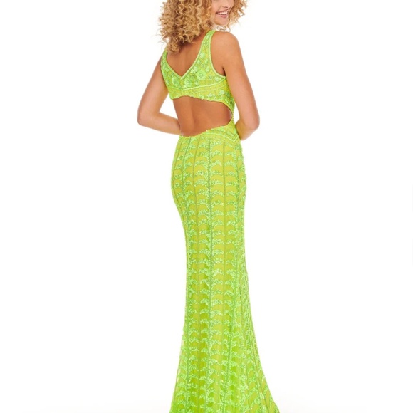 Rachel Allan Neon Green Prom Dress Size 6 - Picture 2 of 14